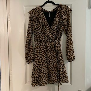 Free People Animal Print Wrap Dress